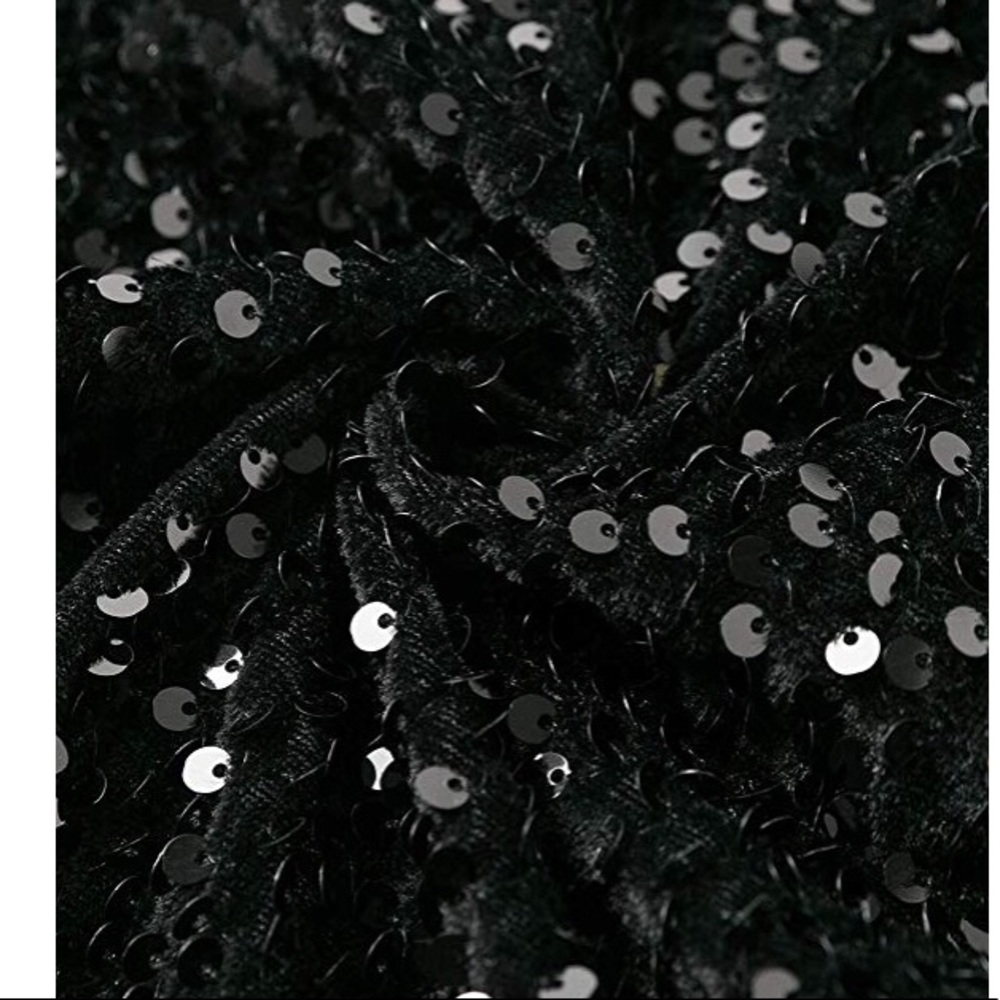 Black Sequin Gown With Slit - Picture 5 of 6